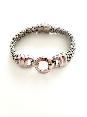 Silver-Tone Mesh Link Bracelet